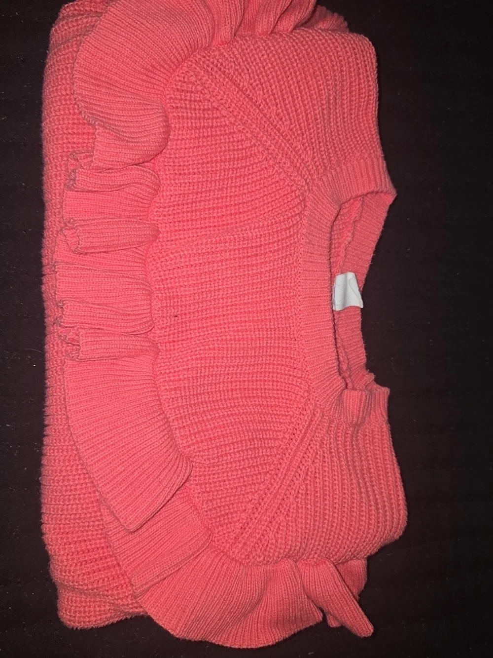 GAP Coral Pink Ruffle Knit Sweater